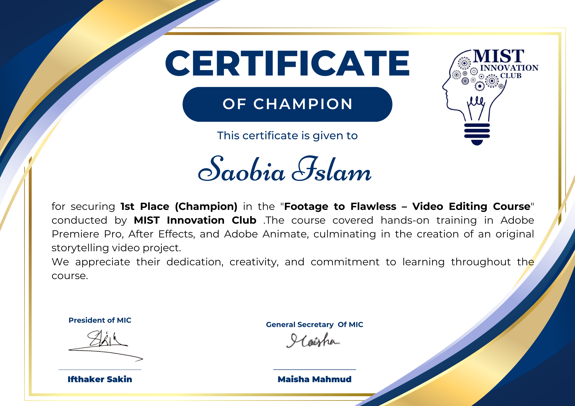 Video Editing Certificate